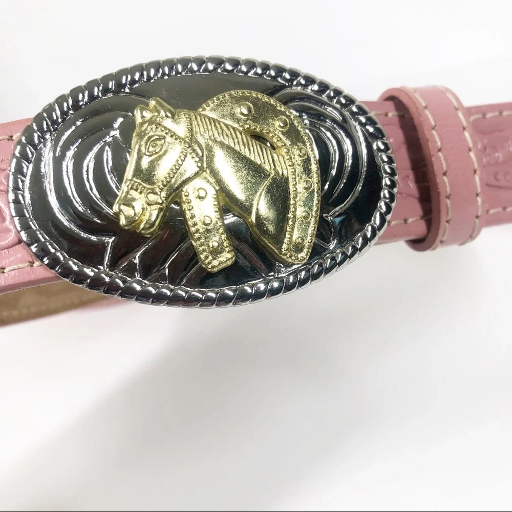 NOCONA belt co 💗🐴💗 PINK girls Equestrian‎ genuine leather BELT size 20 EUC